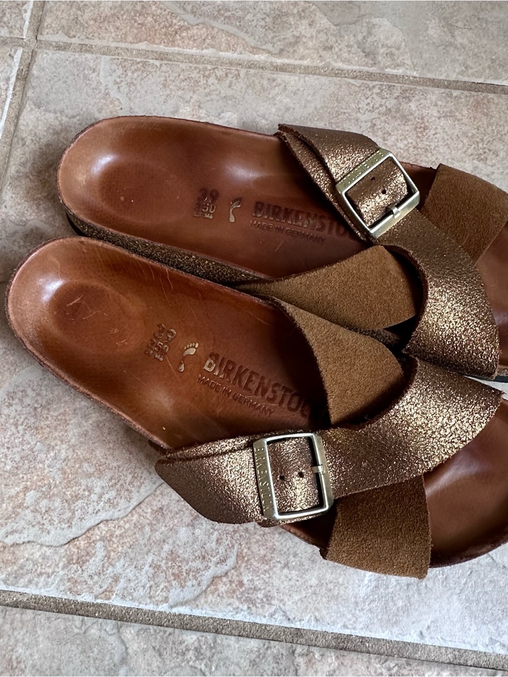 Birkenstock Siena metallic Allover Mink Suede Sandals Narrow - Picture 3 of 9